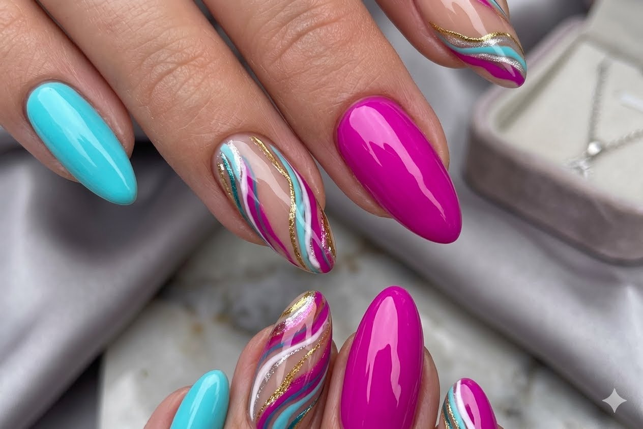 Marble Swirl Almond Press-On Nails 