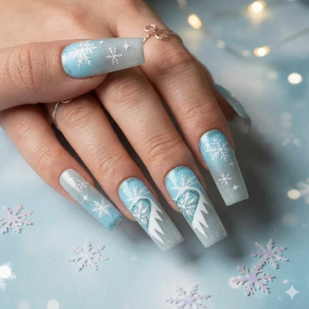 Snowflake Soirée Press-On Nails — Medium
