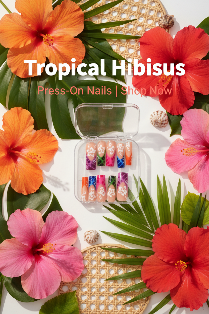 Tropical Hibiscus Multi-Color Press-On Nail Set