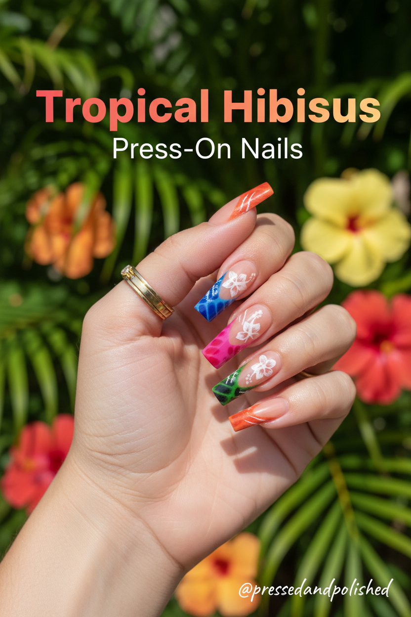 Tropical Hibiscus Multi-Color Press-On Nail Set